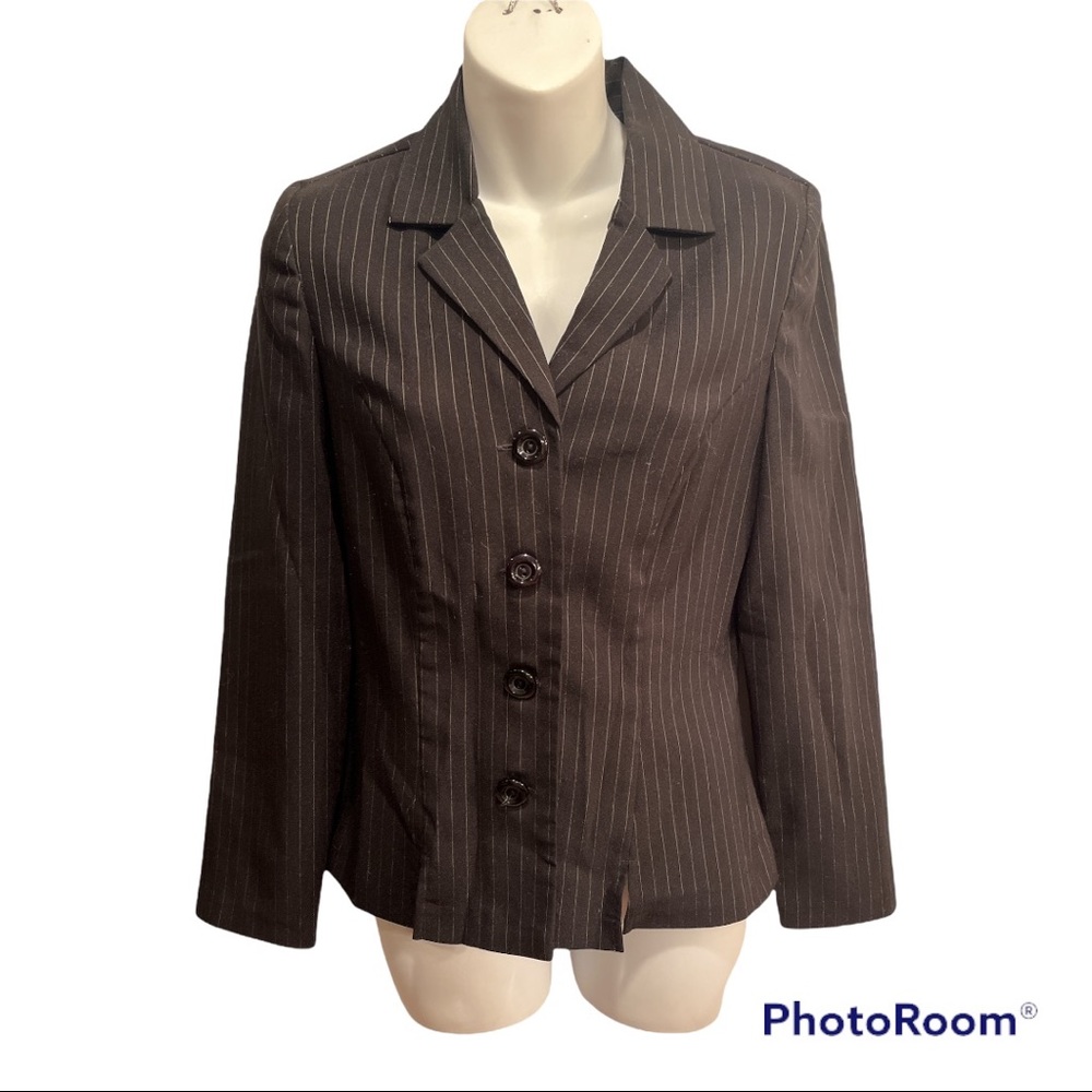 Vintage My Michelle Black Pinstripe Blazer Jacket Y2K Corporate Goth size 3/4